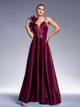 Floral One Shoulder A-line Prom Dress